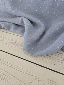 Dusty Light Blue Petite Opaque Swiss Dot 100% Polyester {by the half yard}