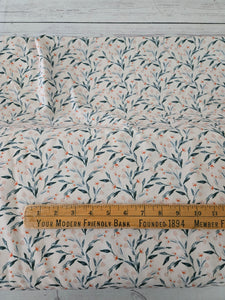 Cream Watercolor Floral Stems Poly Slub {by the half yard}