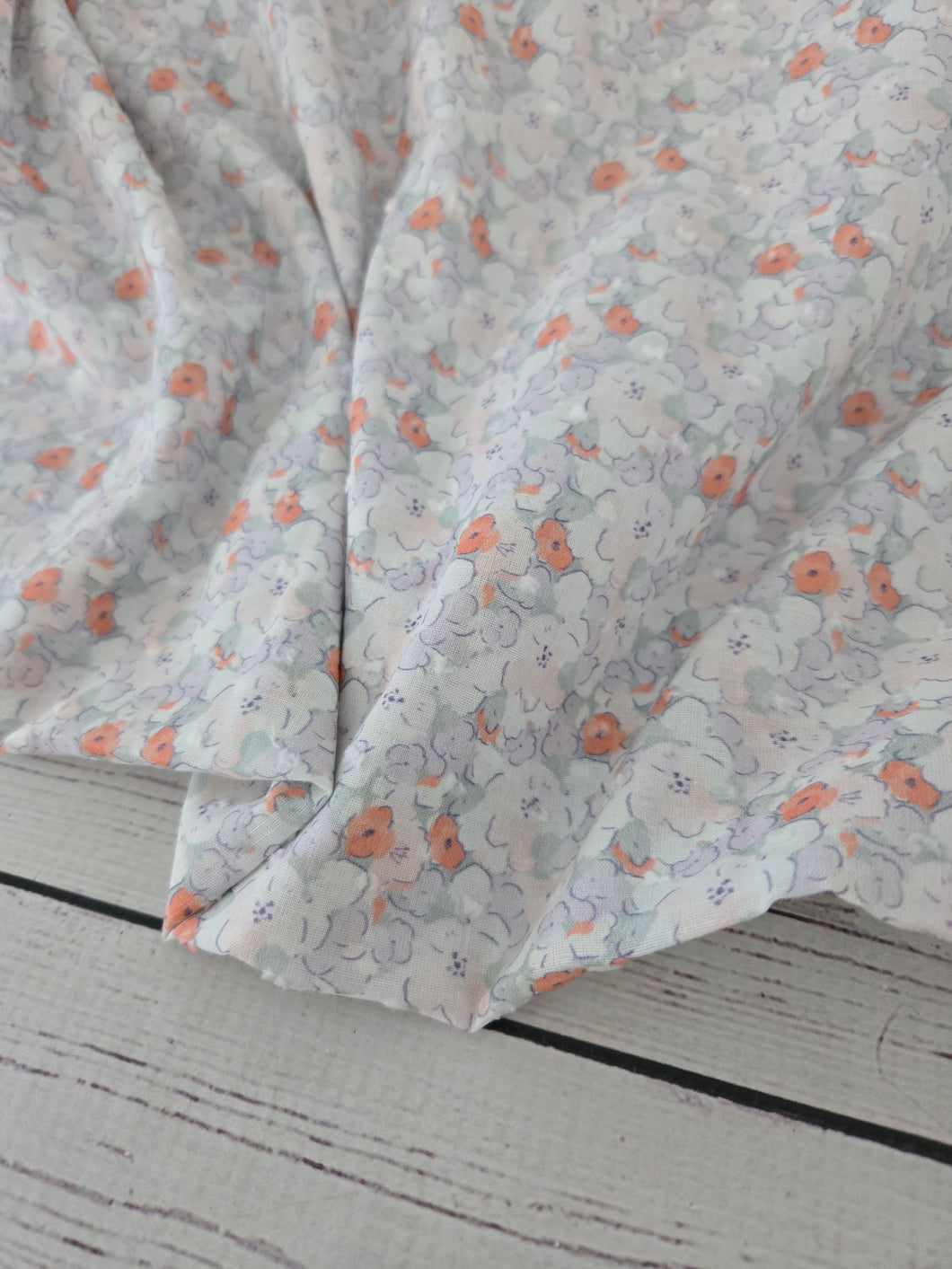 Petite Vintage Floral Swiss Dot Cotton {by the half yard}