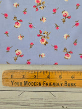 Bright Periwinkle & Pink Floral Opaque Air Flow 100% Polyester {by the half yard}