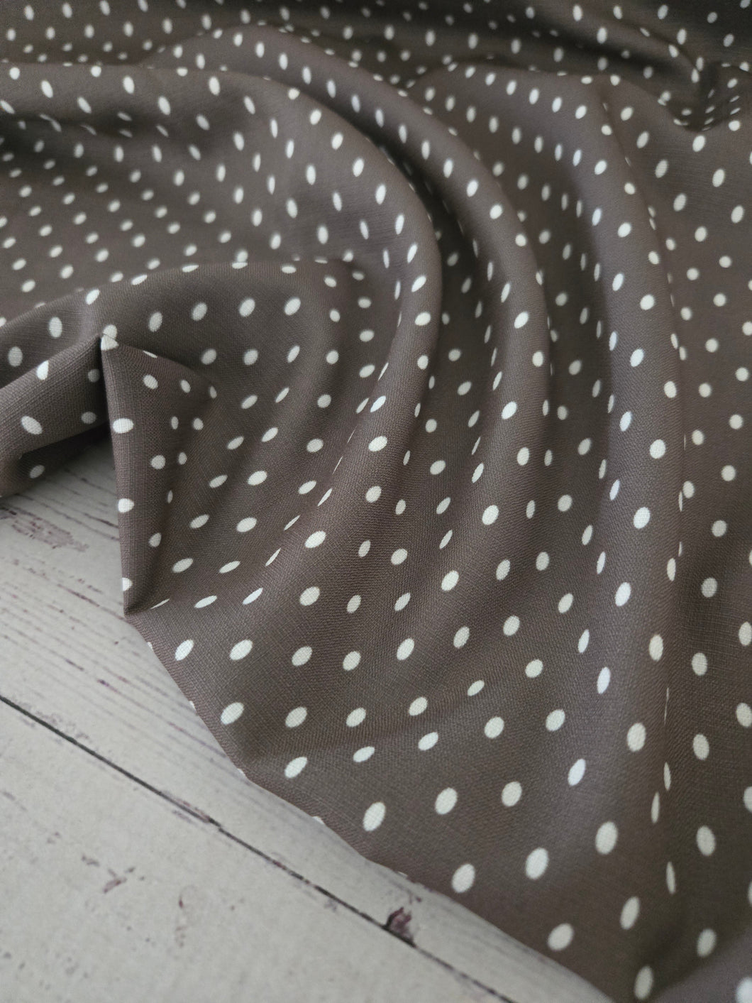 Exclusive Design- Smoky Olive Oval Dot Polyester Slub {by the half yard}