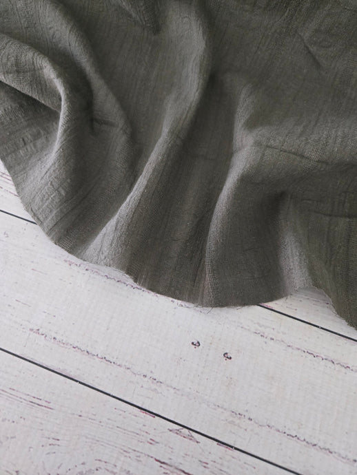 Solid Olive Textured Stripe Cotton {by the half yard}