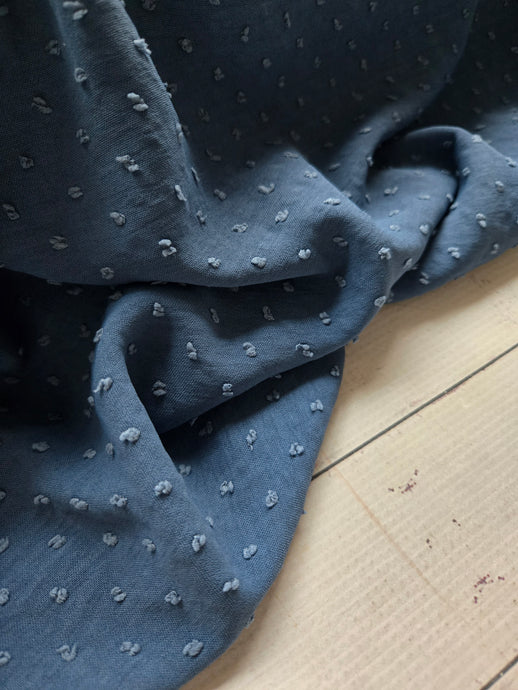 Denim Petite Opaque Swiss Dot 100% Polyester {by the half yard}