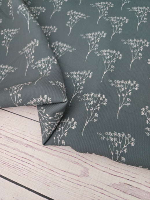 Exclusive Design- Dusty Olive & Tan Botanical Outline Print {by the half yard}