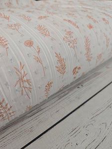 Rust Stem Floral Swiss Dot Cotton {by the half yard}