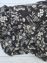 Black & White Vining Floral Rayon Crepe {by the half yard}