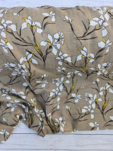 Tan Floral Stem Print Cotton Gauze {by the half yard}