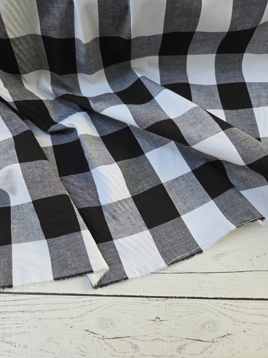 Black & White Buffalo Plaid Cotton Poplin {by the half yard}