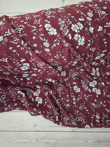 Burgundy & White Floral {by the half yard}