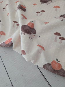 Hedgehogs & Mushrooms Swiss Dot Knit {by the half yard}