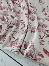 Cream, Rose & Brown Floral Print Crinkle Georgette {by the half yard}