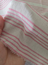 Cream & Pink Stripes Cotton Rayon Blend {by the half yard}