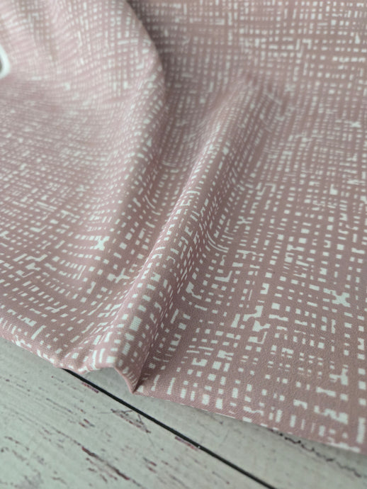 Dusty Pink & White Irregular Plaid Opaque Petite Swiss Dot 100% Polyester {by the half yard}