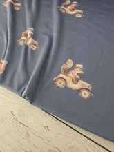Exclusive Design- Dusty Blue Vintage Squirrel Double Brushed Poly (DBP) Knit {by the half yard}