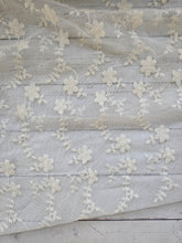 Cream Embroidered Mesh Stretch Lace {by the half yard}