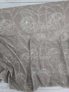 Muted Light Olive Line Drawn Floral {by the half yard}