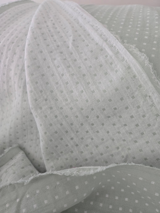 Light Sage Petite Squares Double Gauze Cotton {by the half yard}
