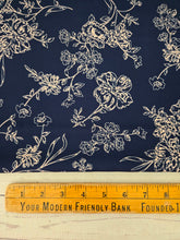 Exclusive Design- Navy & Cream Floral Outline Print {by the half yard}