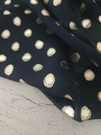 Navy & Gold Foil Dot Chiffon {by the half yard}