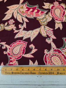 Burgundy & Pink Paisley Print {by the half yard}