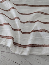 White & Brown Stripes Rayon Linen Blend {by the half yard}