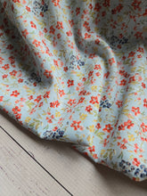 Light Blue & Petite Red Floral Opaque Swiss Dot 100% Polyester {by the half yard}
