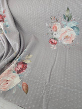 Exclusive Design- Taupe Large Floral Print Swiss Dot Knit {by the half yard}