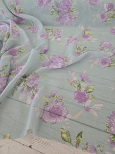 Sage & Lavender Floral Chiffon {by the half yard}