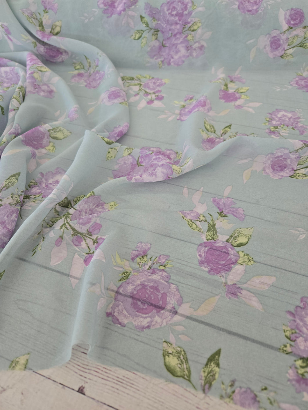 Sage & Lavender Floral Chiffon {by the half yard}