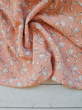Muted Coral Floral & Dots Silky Polyester {by the half yard}