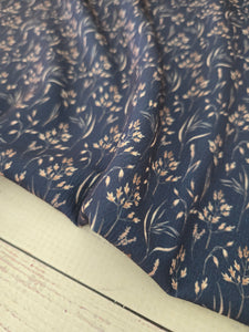 Exclusive Design- Navy Fall Meadow Print {by the half yard}