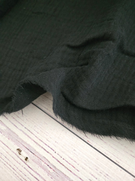 Solid Black Double Gauze Cotton {by the half yard}
