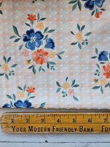 Vintage Plaid & Floral Swiss Dot Knit {by the half yard}