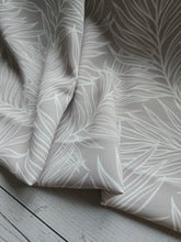 Tan & White Botanical Print Pinstripe Poly {by the half yard}