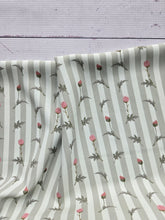 Exclusive Design- Green Stripe & Floral Print {by the half yard}