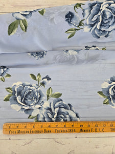 Large Blue Rose Floral Chiffon {by the half yard}