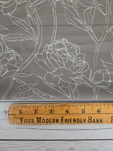 Muted Light Olive Line Drawn Floral {by the half yard}