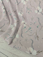 Taupe Stems & Floral Opaque Swiss Dot 100% Polyester {by the half yard}