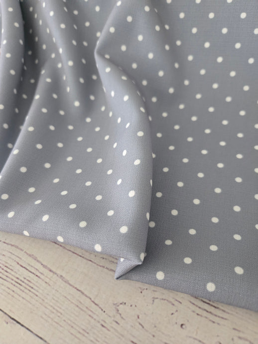 Blue Gray Polka Dots Poly Slub {by the half yard}