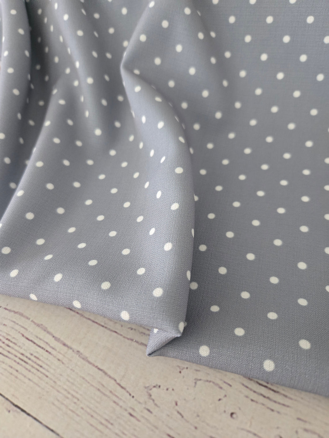 Blue Gray Polka Dots Poly Slub {by the half yard}