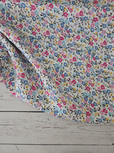 Petite Blue & Pink Floral Rayon Challis {by the half yard}