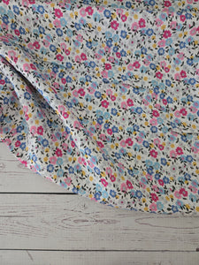 Petite Blue & Pink Floral Rayon Challis {by the half yard}