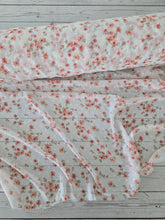 White & Coral Petite Floral Swiss Dot Chiffon {by the yard}