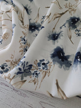 Shades of Blue & Tan Floral Dobby Crepe {by the half yard}