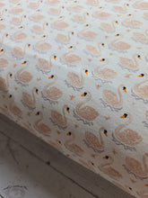 Cream Petite Swans Cotton Spandex Knit {by the half yard}