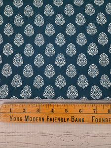 Deep Teal Symmetrical Block Print {by the half yard}