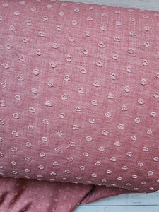 Rose Pink Woven Look Circle Dot Opaque 100% Polyester {by the half yard}