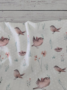 Birds & Nests Swiss Dot Knit {by the half yard}