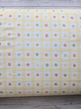 Soft Yellow Daisy Gingham Cotton Spandex Knit {by the half yard}