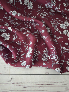 Burgundy & White Floral {by the half yard}